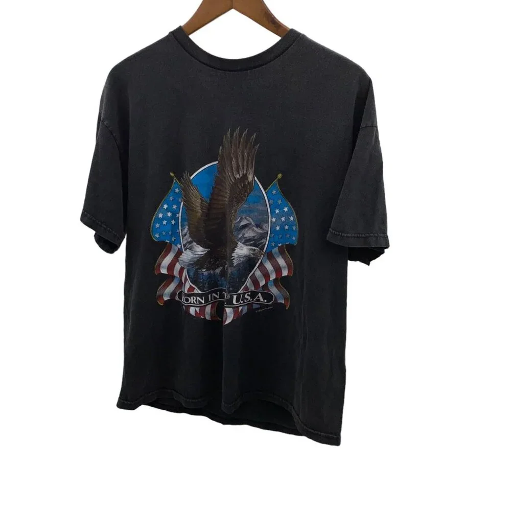Vintage Born in The USA Eagle Tshirt XL Black - Picture 2 of 4